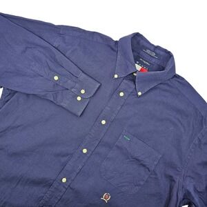 Vintage Tommy Hilfiger‎ Men's M Button Down Shirt 80's 2Ply Fabric Blue LS Crest